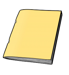 Zeichnung von einem gelben Heft